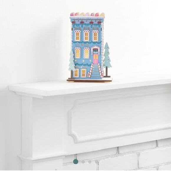 Gingerbread house blue new laser cut led decorations Christmas decor holiday - Picture 3 of 4